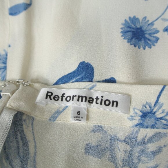 NEW Reformation Floral Bea Midi Skirt in Lisse Blue / Ecru Size 6 #1530 - Picture 7 of 9